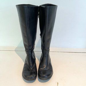 Clarks Women Soft Cushion Black Leather High Comfort Round Toe Boots Size 9M